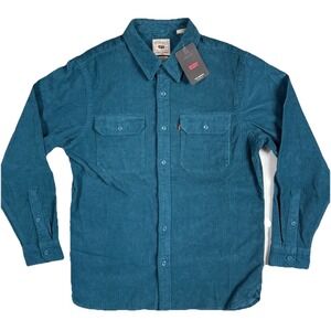 New Levi's Relaxed Fit Corduroy Shirt Jacket, Mens Medium Button Up Green